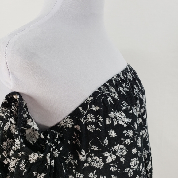 Mossimo Dress Long Top Black Floral Off Shoulder - Picture 5 of 12